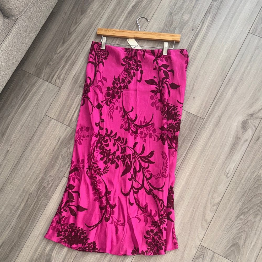 NWT Anthropologie Pink and Black Maxi Skirt